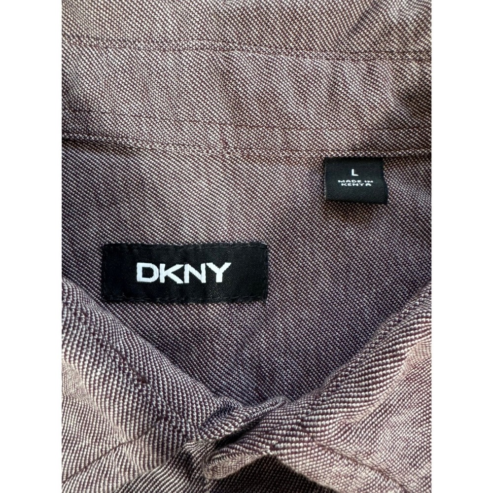 DKNY Men's Purple Long Sleeve Button Up Shirt Cotton Knit Size Large Regular Fit - Picture 6 of 8